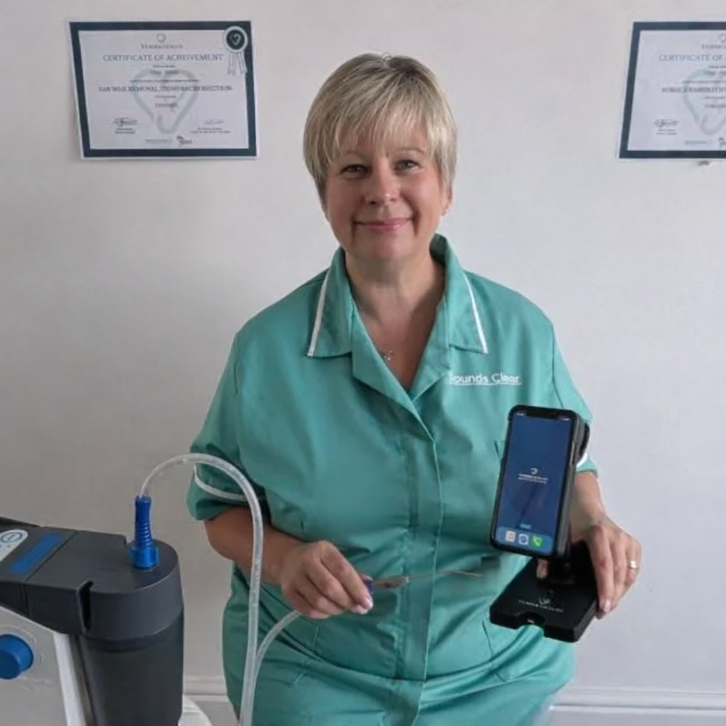 Tracy with her equipment